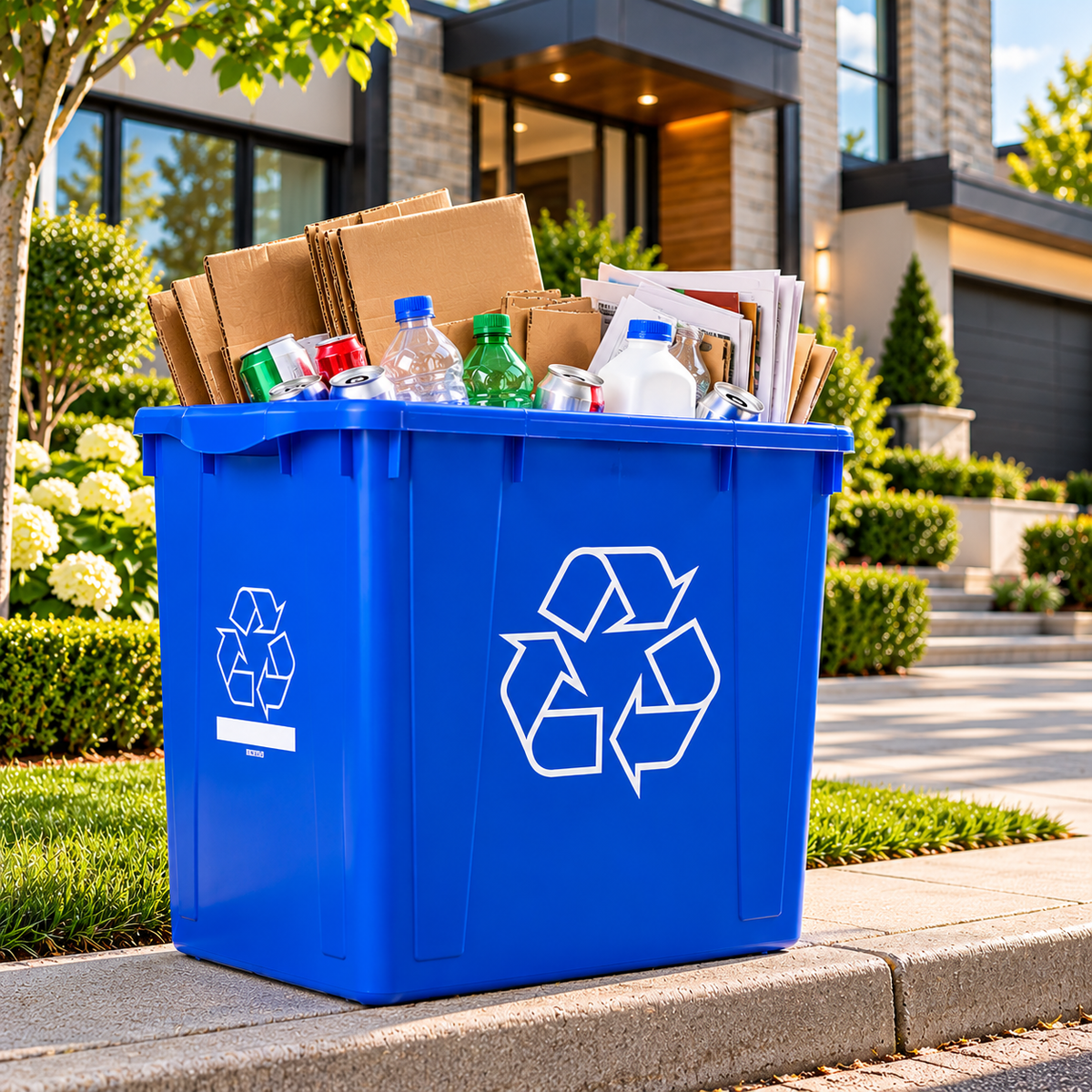 22 Gallon (83 L) Recycle Bin, 19 x 15.5 x 21.25 Inches, Blue Recycling