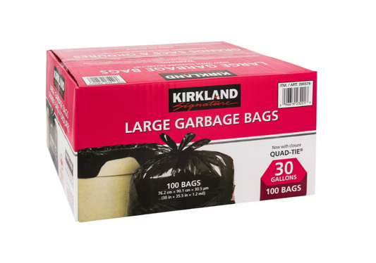 (100 Count) Kirkland Signature Large Garbage Bags, Black