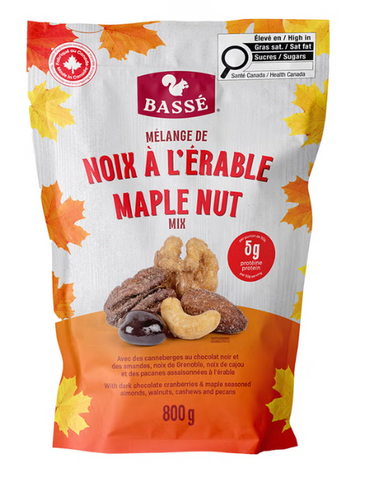 (2 Pack) Bassé Maple Roasted Nut Mix with Dark Chocolate Covered Cranberries, 800 g × 2 Pack (1.6 kg Total)