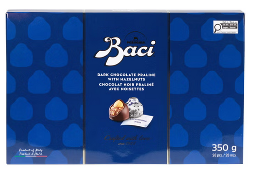 Baci Perugina Dark Chocolate Pralines with Hazelnuts, 350 g, Individually Wrapped Italian Chocolates, Gift Box
