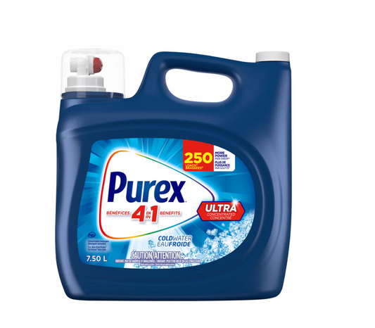 Purex 4-in-1 Ultra Concentrated Liquid Laundry Detergent, 7.5 L, Up to 250 Loads