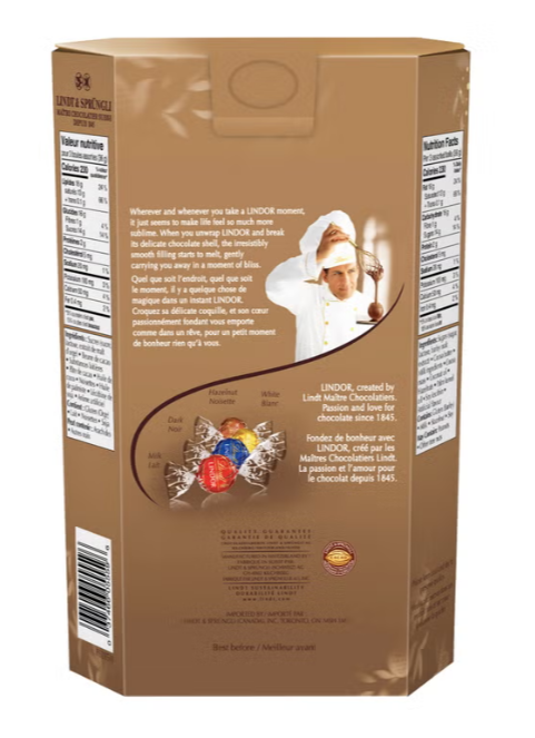 Lindt LINDOR Assorted Chocolate Truffles, 72 Pieces, 900 g, Milk, Dark, White & Hazelnut Chocolates