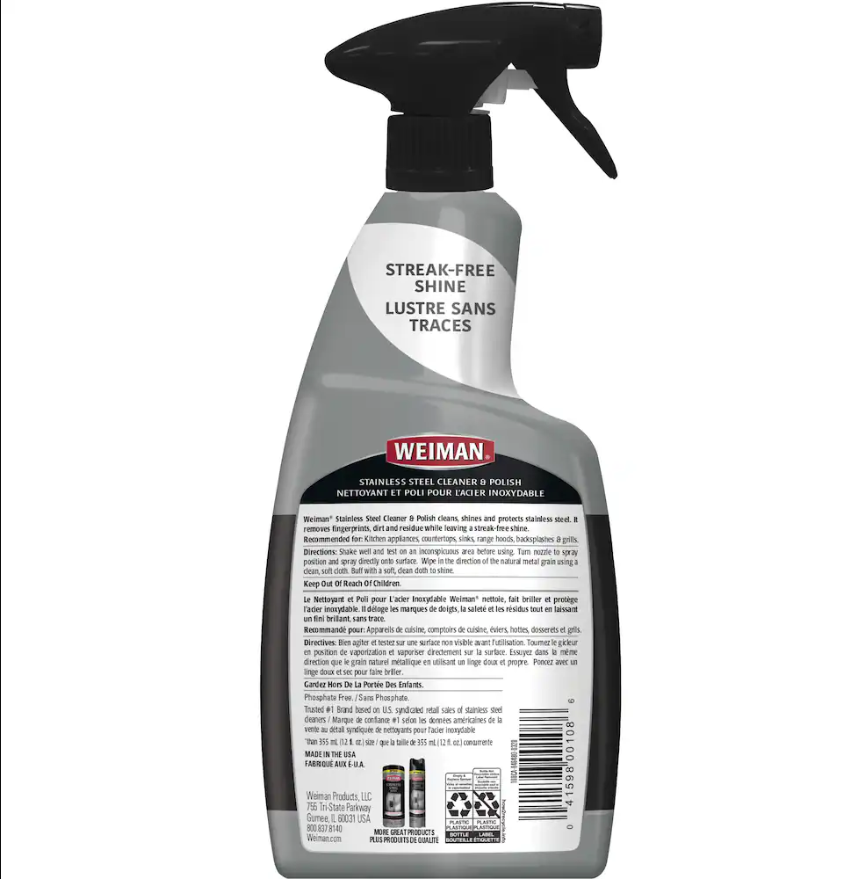 Weiman Stainless Steel Cleaner & Polish Spray, 651 mL