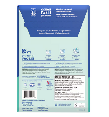 Tru Earth Laundry Detergent Eco-Strips, Fragrance-Free, 32 Sheets