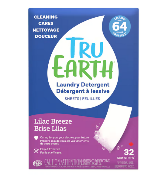 Tru Earth Laundry Detergent Eco-Strips, Lilac Breeze, 32 Sheets