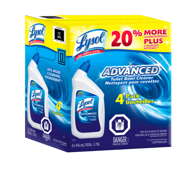 (4 Pack) Lysol Advanced Toilet Bowl Cleaner, Fresh Scent, 4 × 946 mL