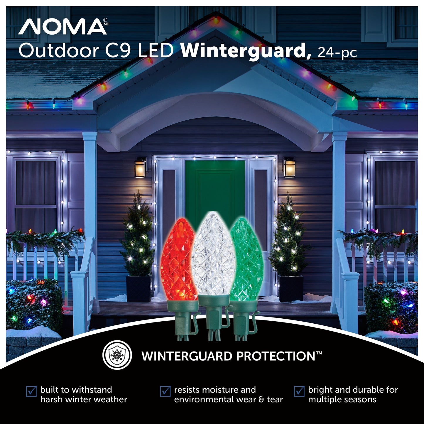 NOMA Outdoor LED, Red/Green/White, 24 Bulbs