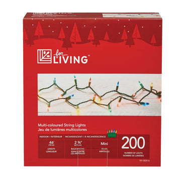 200 Mini Multicolour Christmas Lights 46-ft