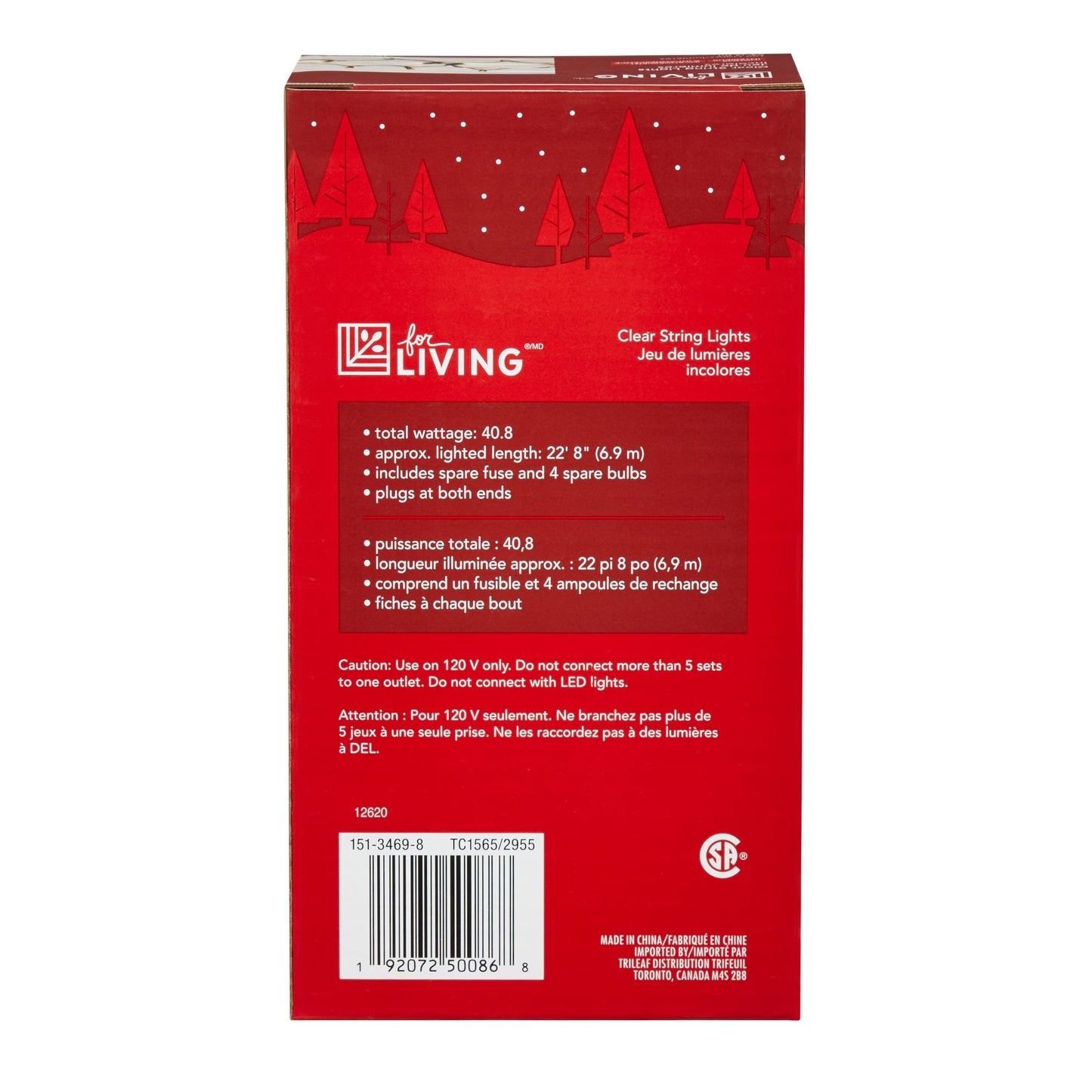 100 Clear Mini Christmas Lights 23-ft