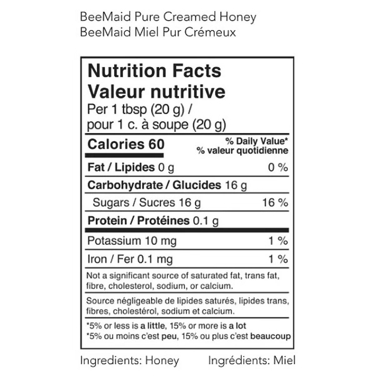 BeeMaid 100% Pure Canadian Creamed Honey, 2-Pack × 1 kg (2 kg Total), Unpasteurized White Honey, Smooth & Creamy Spreadable Natural Honey for Toast, Tea, Oatmeal, Baking & Cooking