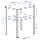 IKEA Modern Black Metal Bedside Nightstand with Storage Shelf, Compact End Table for Bedroom & Small Spaces, 42 × 34 × 52 cm