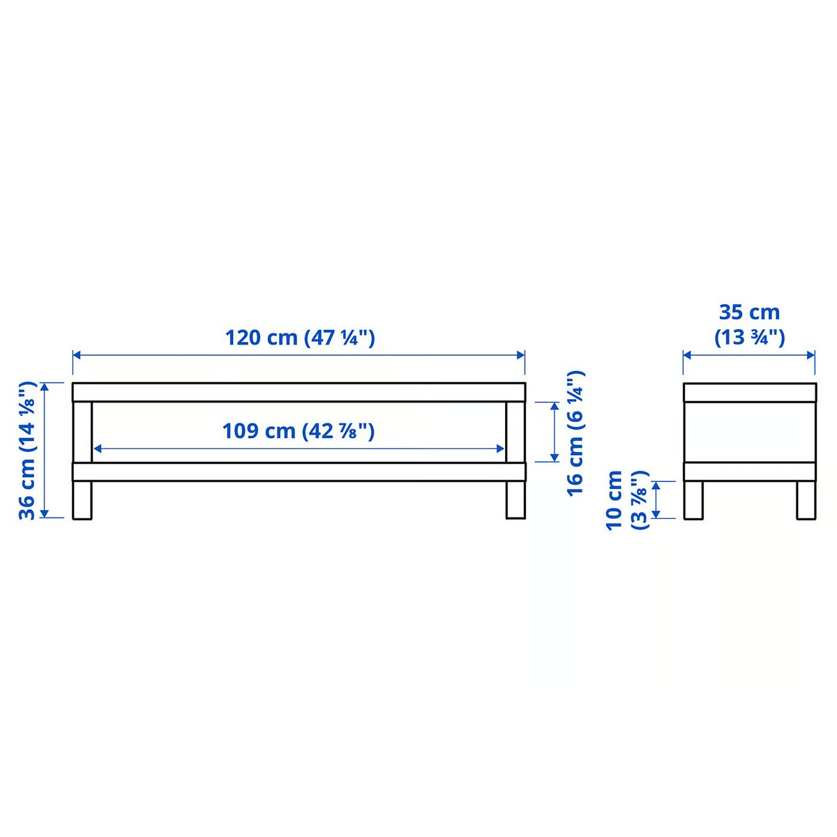 IKEA LACK TV bench, white, 120x35x36 cm (47 1/4x13 3/4x14 1/8 ")