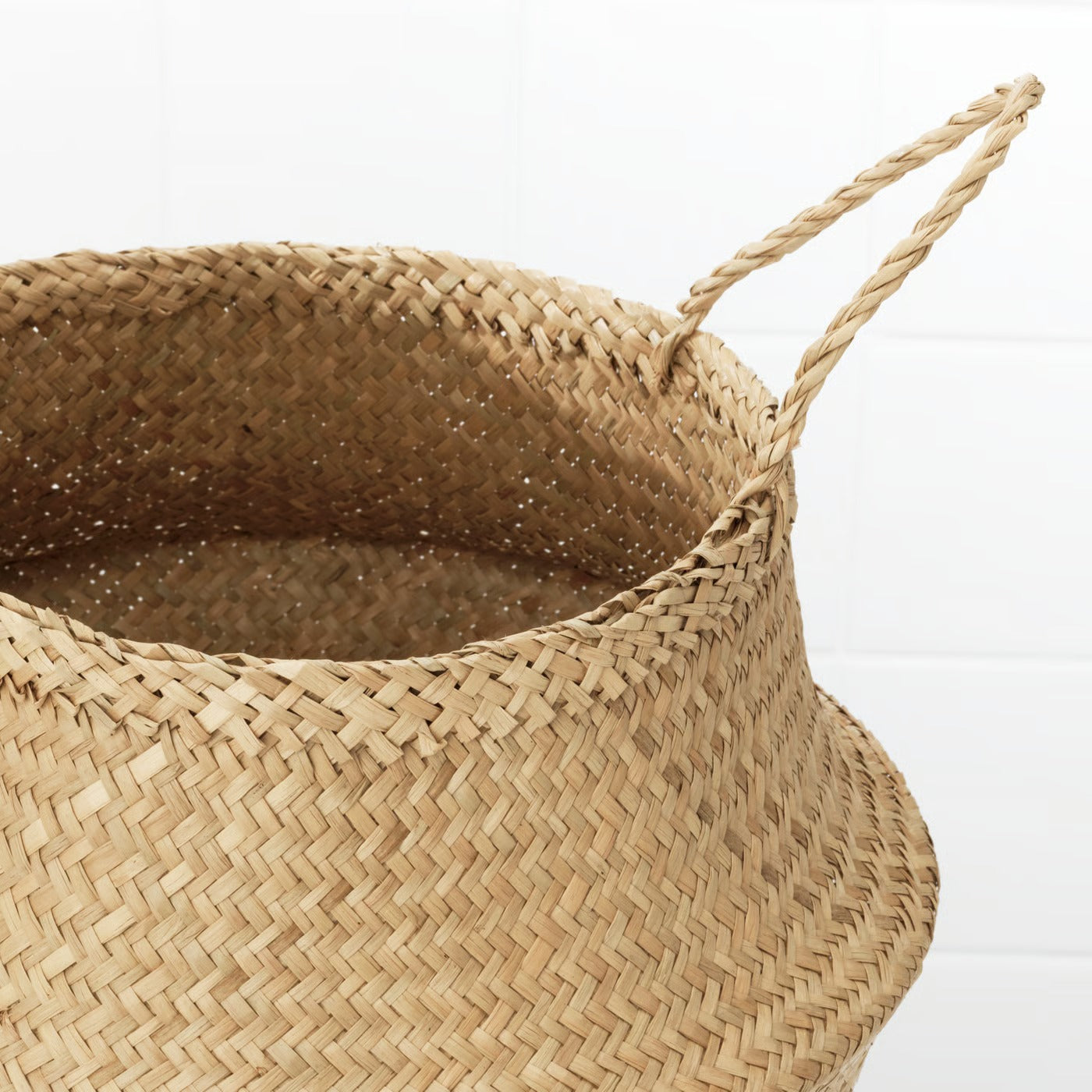 IKEA Handwoven Seagrass Storage Basket with Handles β Natural Multipurpose Organizer, 25 cm