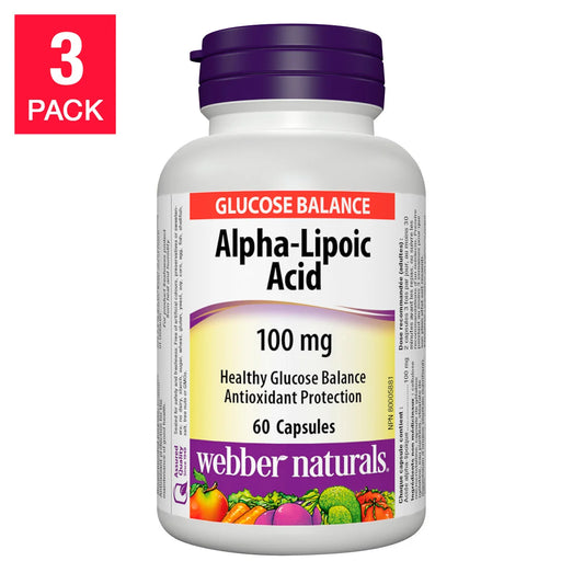 webber naturals Alpha Lipoic Acid 100 mg, 3 x 60 Capsules