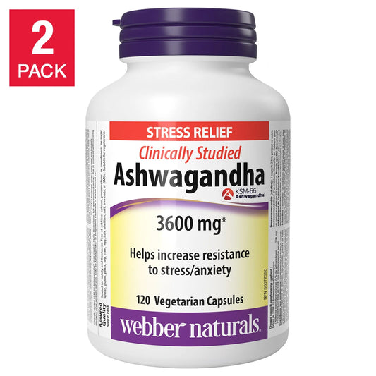 webber naturals Ashwagandha 3,600 mg, 2 x 120 Vegetarian Capsules