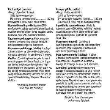 webber naturals Ginkgo Biloba 120 mg 2 × 300 Softgels