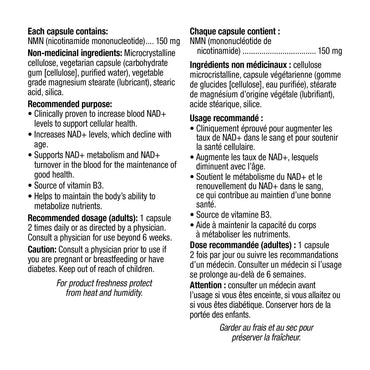 webber naturals NMN (nicotinamide mononucleotide) 150 mg, 100 Vegetarian Capsules