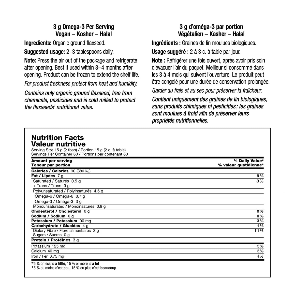 webber naturals Organic Ground Flaxseed, 900 g, 2-pack