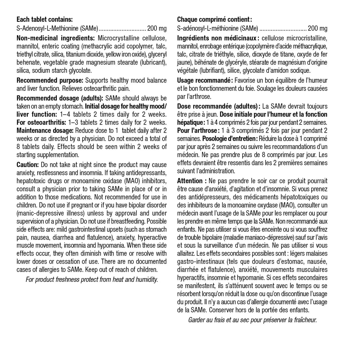 webber naturals SAMe 200 mg, 2 x 30 Tablets