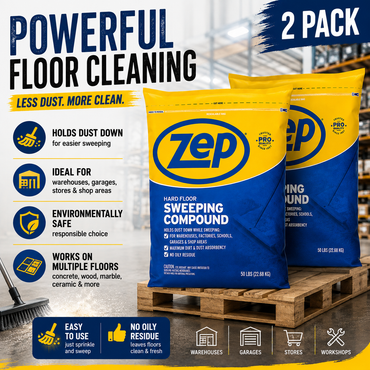 ZEP Heavy Duty Floor Sweeping Compound, 50 lb Dust Control Cleaning Powder