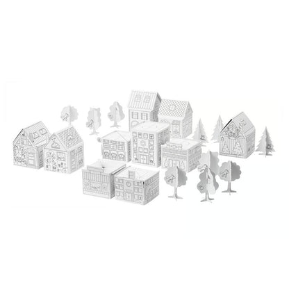 (10 Piece) IKEA MALA Cardboard Town Craft Template Set – Build, Color & Create Kids DIY Activity