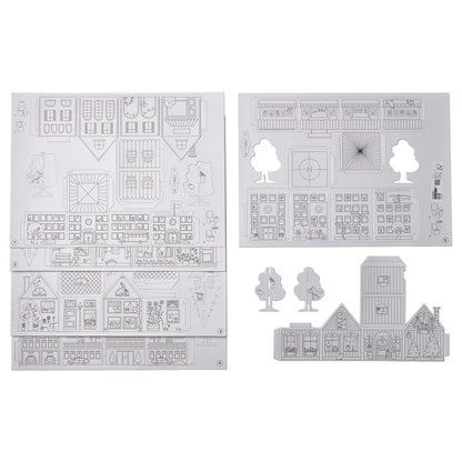 (10 Piece) IKEA MALA Cardboard Town Craft Template Set – Build, Color & Create Kids DIY Activity