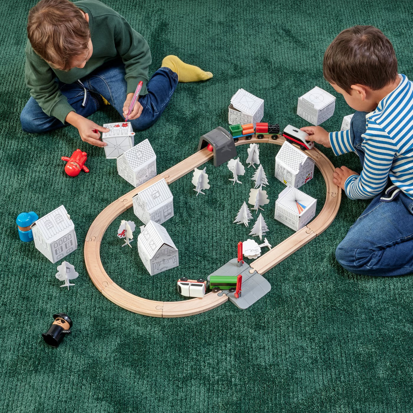 (10 Piece) IKEA MALA Cardboard Town Craft Template Set – Build, Color & Create Kids DIY Activity