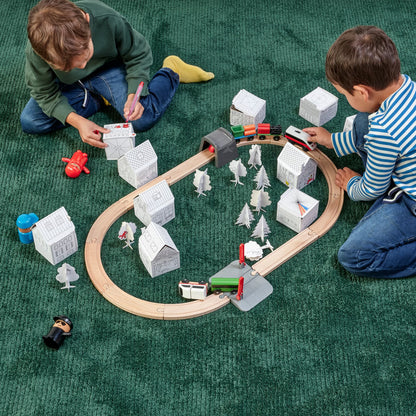 (10 Piece) IKEA MALA Cardboard Town Craft Template Set – Build, Color & Create Kids DIY Activity