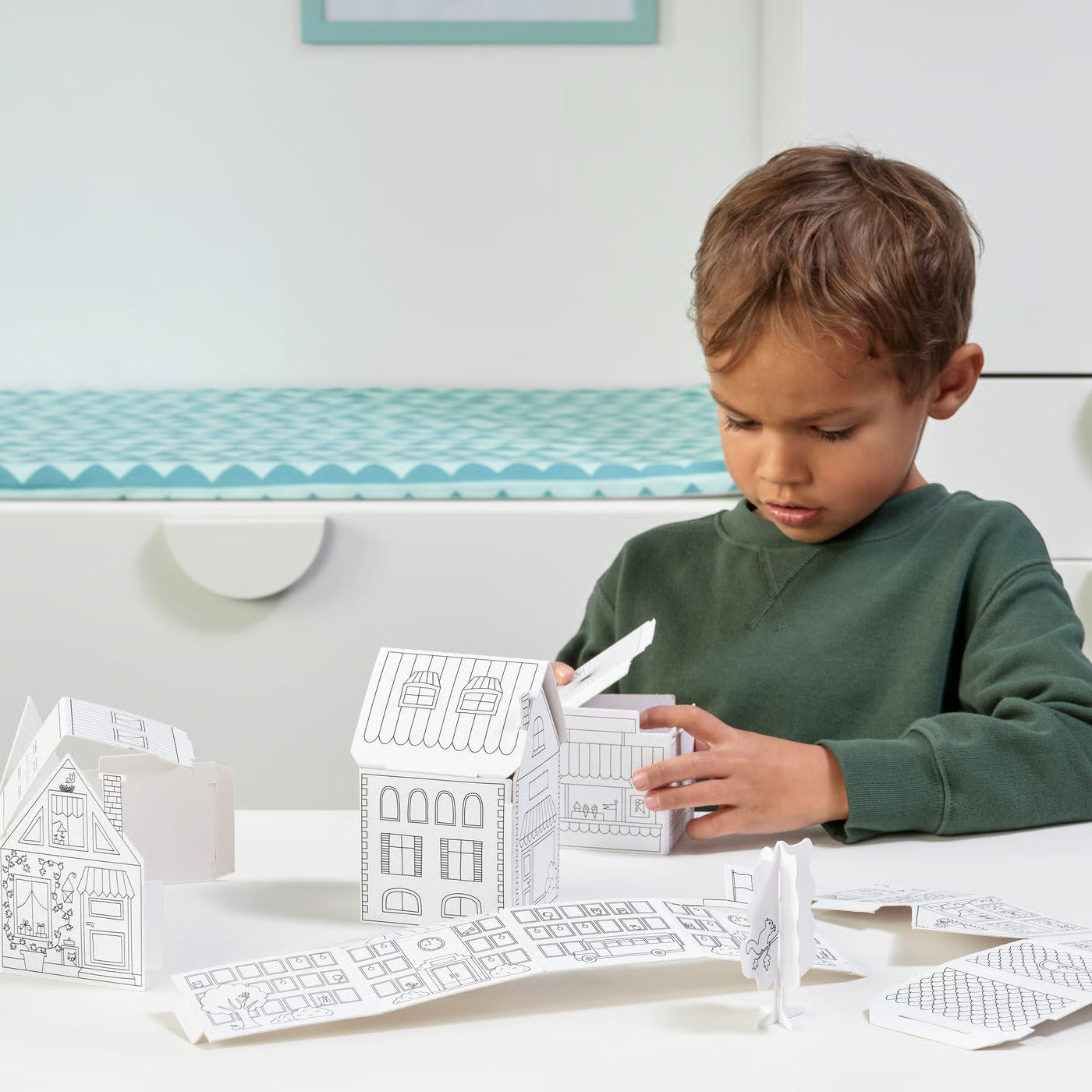 (10 Piece) IKEA MALA Cardboard Town Craft Template Set – Build, Color & Create Kids DIY Activity