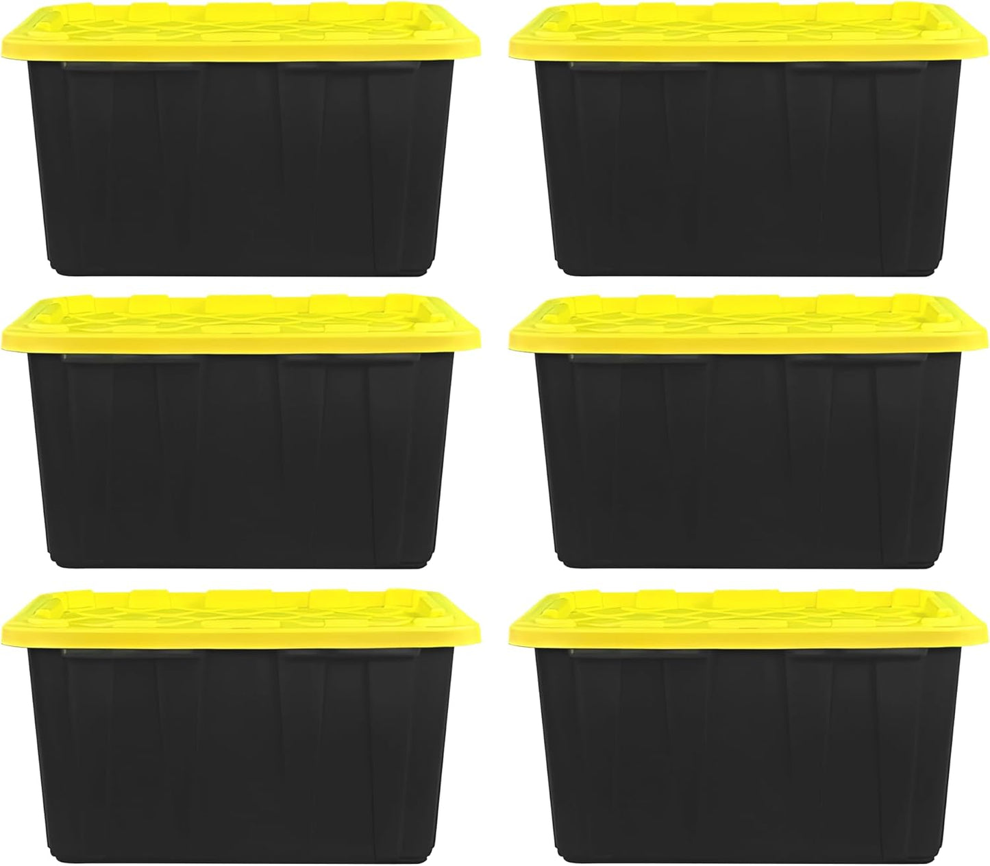 BLACK & YELLOW 27-Gallon Storage Bin with Snap-on Lid - 6 Pack