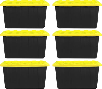 BLACK & YELLOW 27-Gallon Storage Bin with Snap-on Lid - 6 Pack