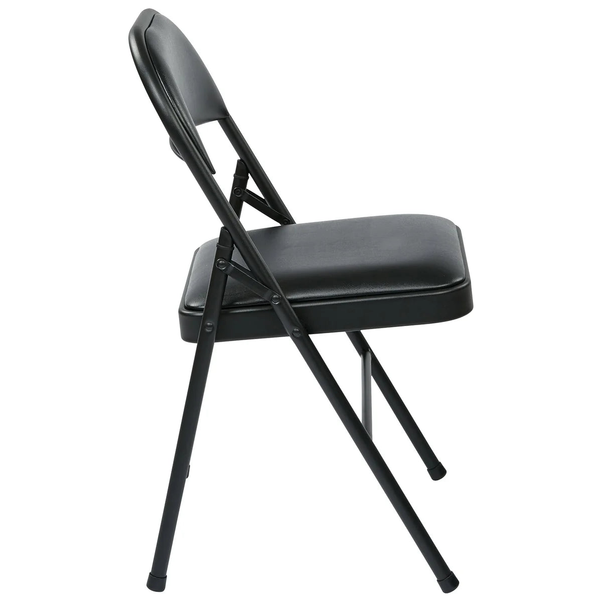 Office Star Black Vinyl Padded Folding Chair, 4-pack