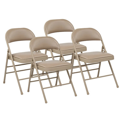 Office Star Tan Vinyl Padded Folding Chair 4-pack