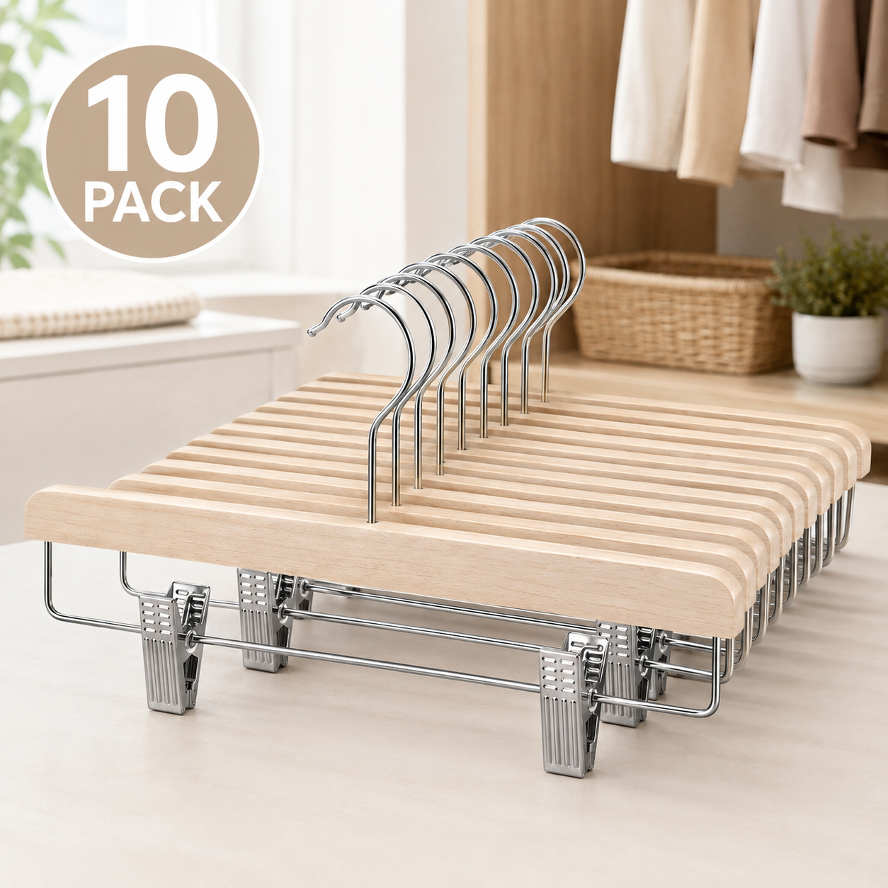 (10 PACK) IKEA BUMERANG Skirt hanger, natural