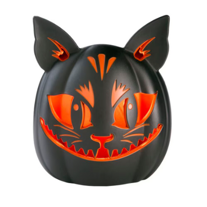 10 in PLUG IN LED Black Cat Jack O Lantern