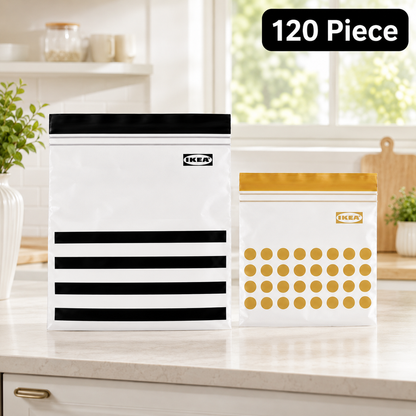 (120 Piece) IKEA ISTAD Resealable bag, patterned/black yellow, 1/0.4 l (34/14 oz)
