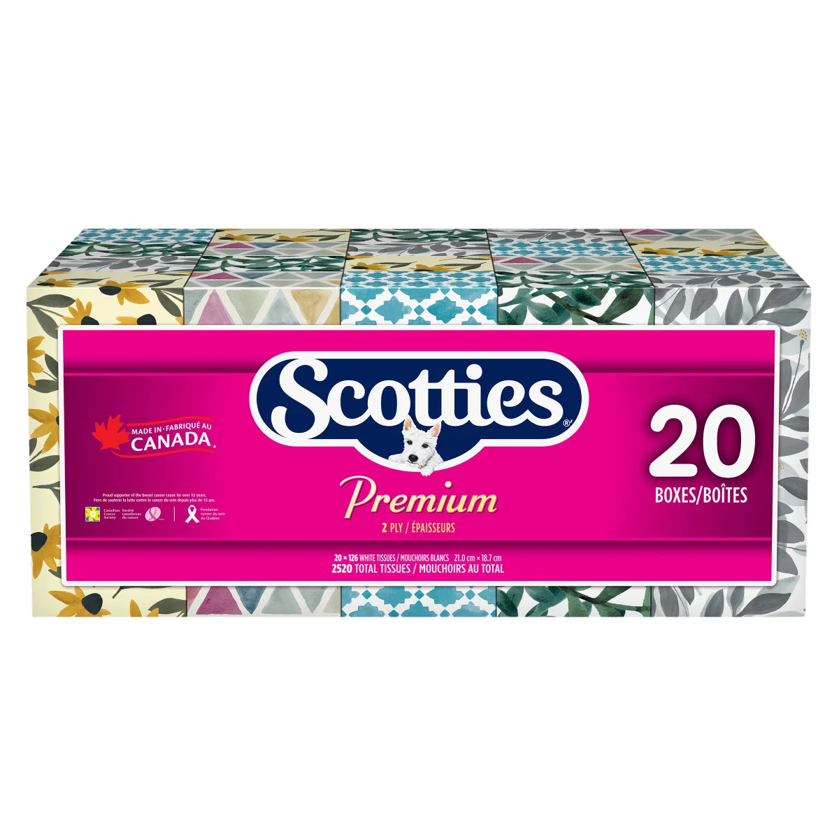 Scotties Premium Facial Tissue, Soft & Strong, Hypoallergenic and Dermatologist Tested, 20-pack