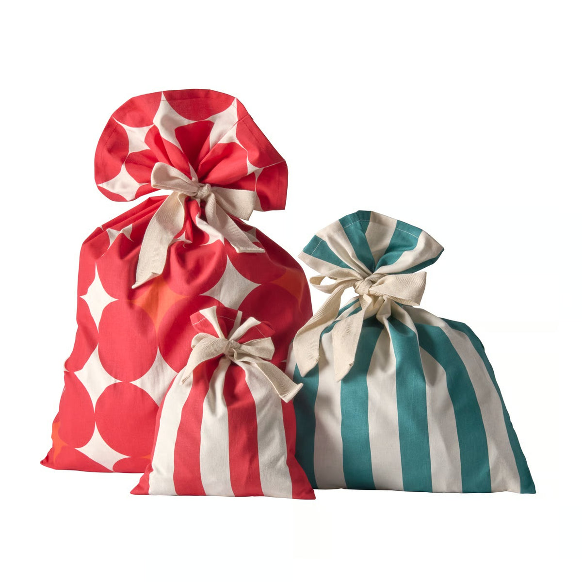 (3 Count) IKEA VINTERFINT Christmas Gift Bags, Mixed Colours & Festive Patterns, Decorative Holiday Gift Packaging Bags for Christmas Presents, Party Favours, Family & Friends