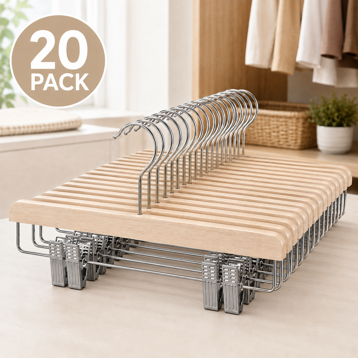 (20 PACK) IKEA BUMERANG Skirt hanger, natural