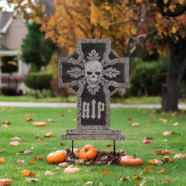 24 in Metal Tombstone RIP Skull