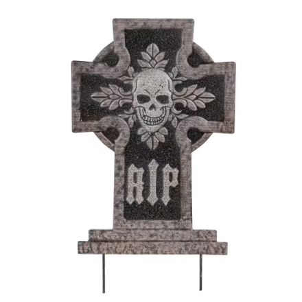 24 in Metal Tombstone RIP Skull