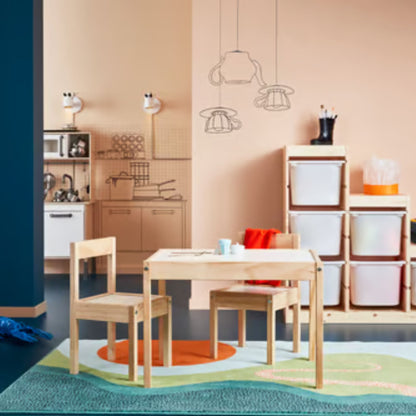 IKEA Kids Wooden Table & 2 Chairs Set – Pine Frame, Easy-Clean Surface, Arts & Crafts Activity Set