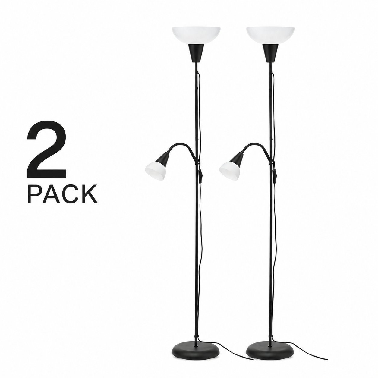 (2 PACK) IKEA TAGARP Floor uplighter/reading lamp, Black- White