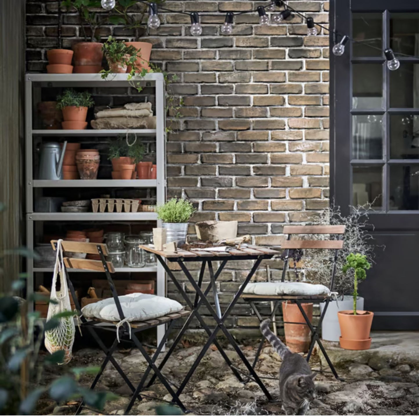 IKEA TÄRNÖ Table, outdoor, black/light brown stained, 55x54 cm (21 5/8x21 1/4 ")