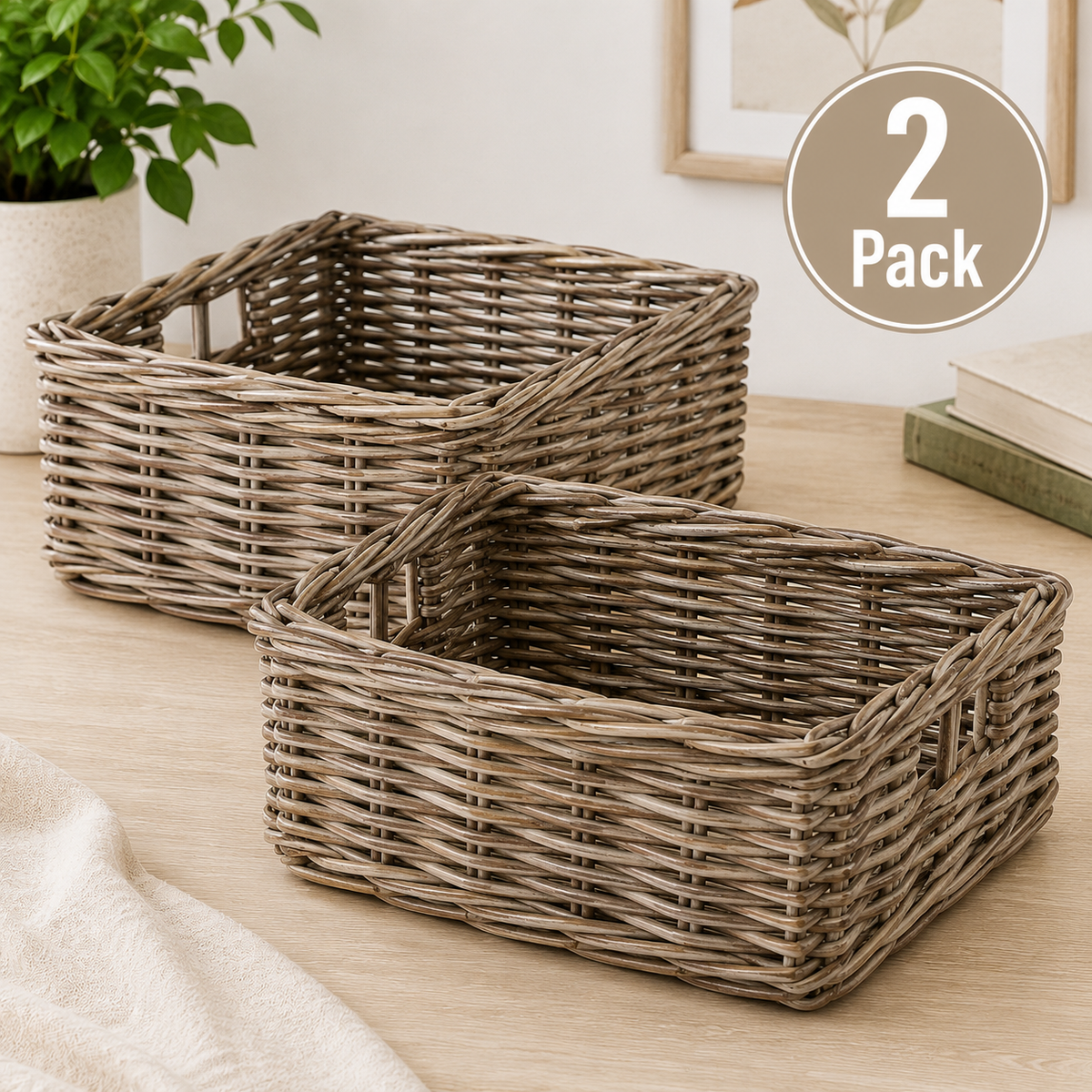 (2 Pack) IKEA BYHOLMA Basket, gray, 25x29x15 cm (9 ¾x11 ½x6 ")