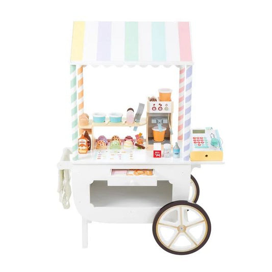 Wooden Ice Cream Cart Playset on Wheels