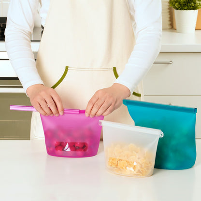 ( 3-piece ) FILFISK resealable bag set, multicolor/silicone, 1.0/1.2/2.5 l (1.1/1.3/2.6 qt)