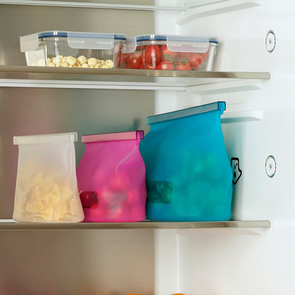 ( 3-piece ) FILFISK resealable bag set, multicolor/silicone, 1.0/1.2/2.5 l (1.1/1.3/2.6 qt)