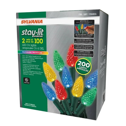 Sylvania 2 x 100 C6  Multi LED Christmas Lights