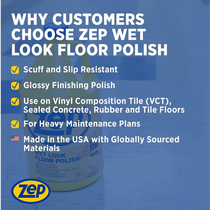 Wet Look Floor Finish – High-Gloss Protective Floor Coating for Hard Surfaces 3.78 L